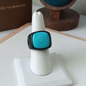 David Yurman Men's Turquoise Titanium Exotic Stone Ring Band Size 10US